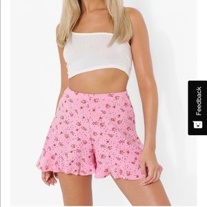 Pink Eyelet Floral Shorts